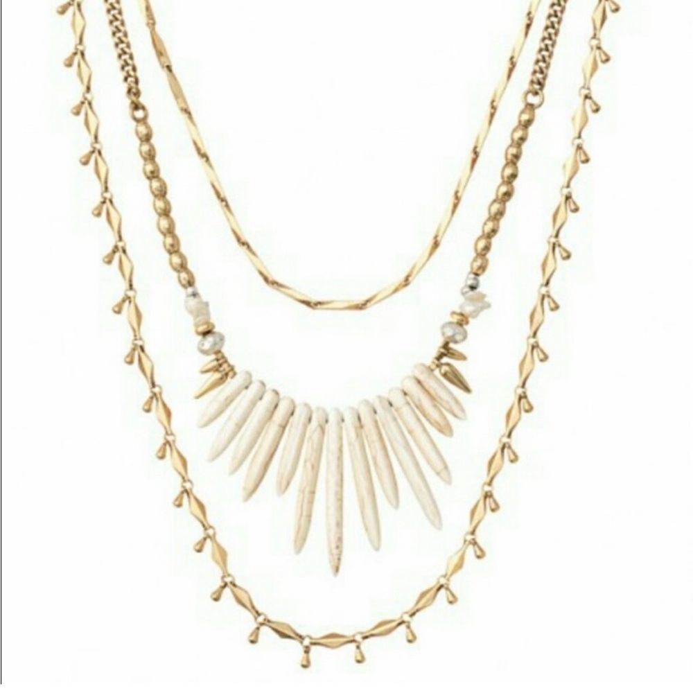 Stella & Dot Zuni Gold and Cream Layered Necklace